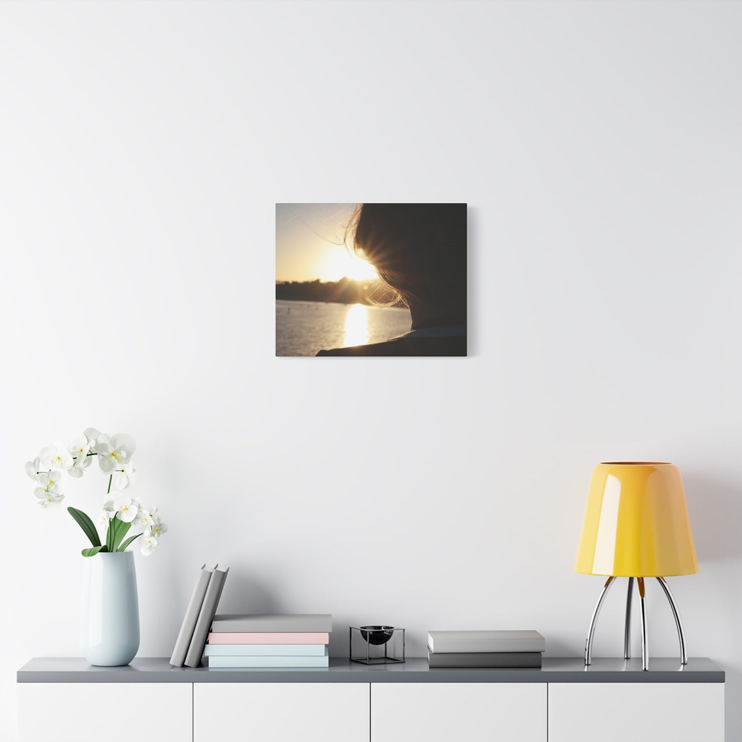 Women Silhouette Sunset Flare Wall Art Canvas