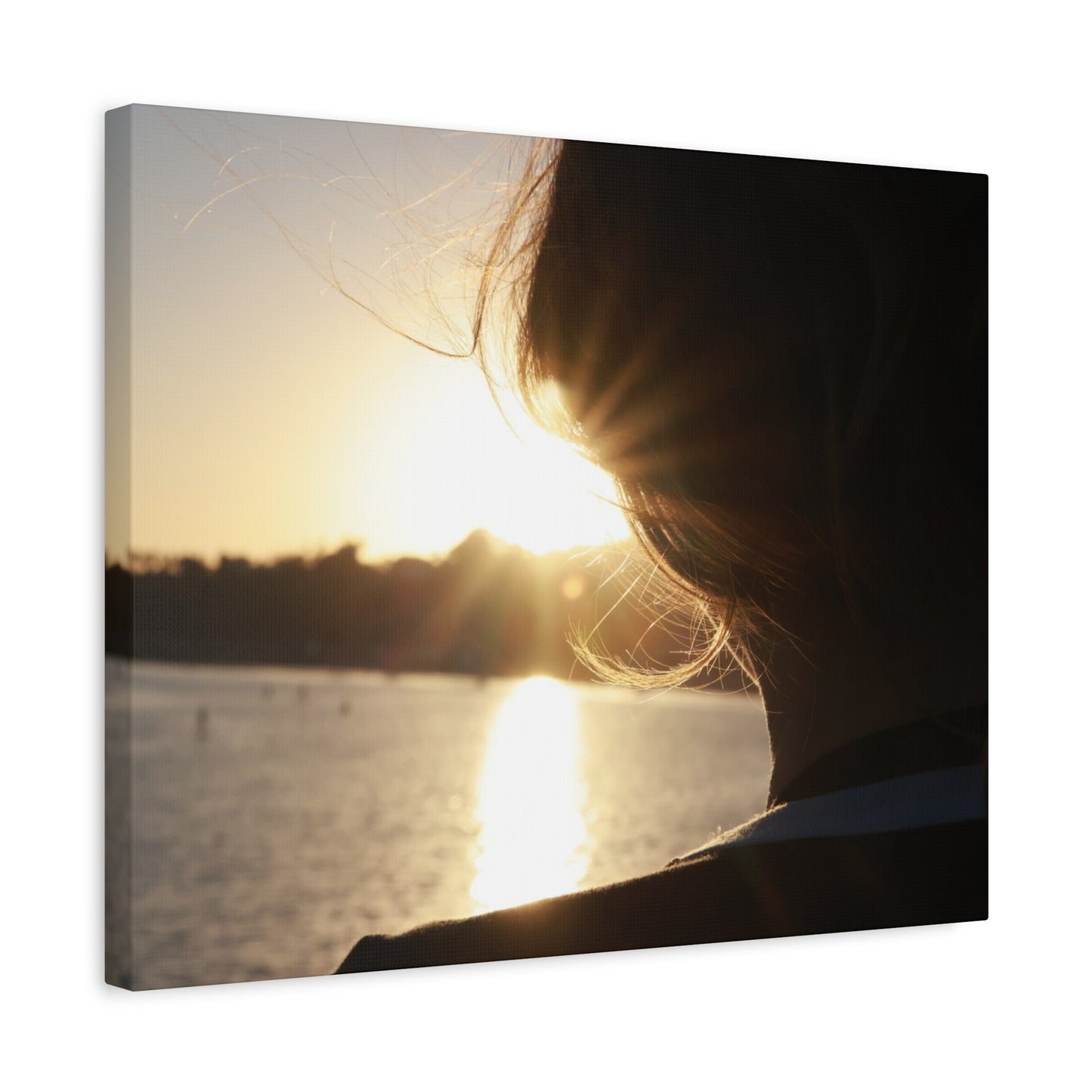 Women Silhouette Sunset Flare Wall Art Canvas