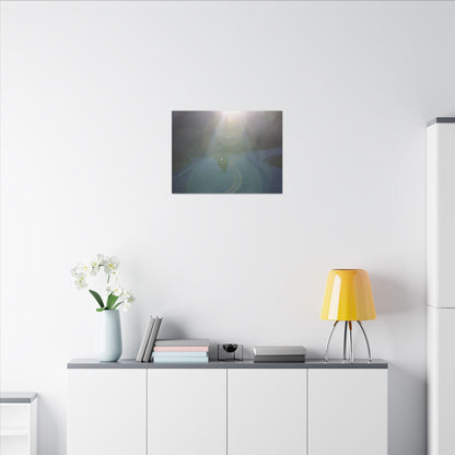 Sunlit Motorcycle Road Wall Art Canvas