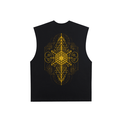 Center of Life Sacred Geometry Raw Edge Cotton Tank Top