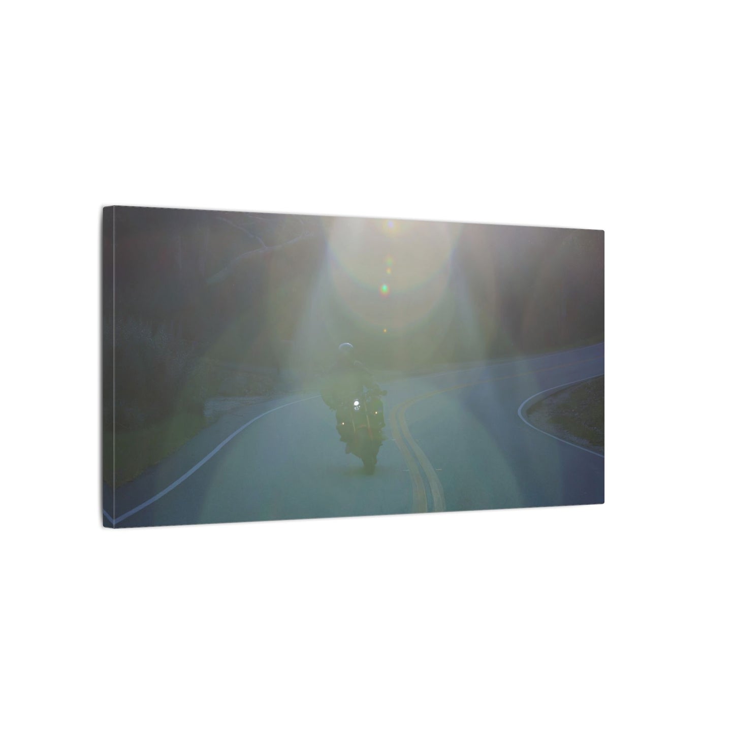Sunlit Motorcycle Road Wall Art Canvas
