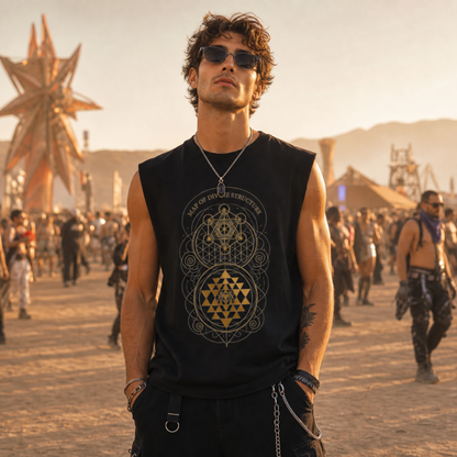 Map of Divine Structure Sacred Geometry Raw Edge Cotton Tank Top