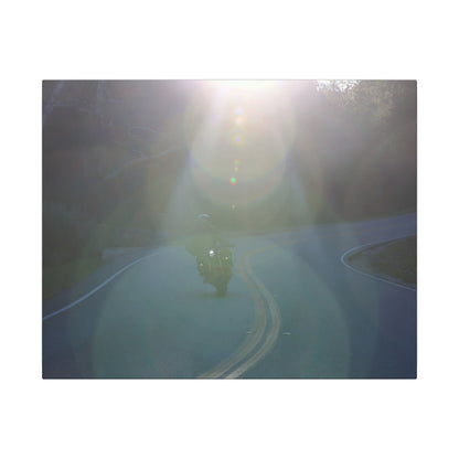 Sunlit Motorcycle Road Wall Art Canvas