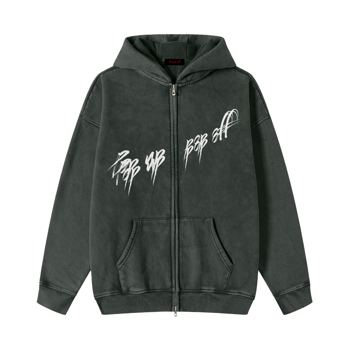 Pop Up Pop Off Hazy Snow Washed Zip-Up Fleece Hoodie