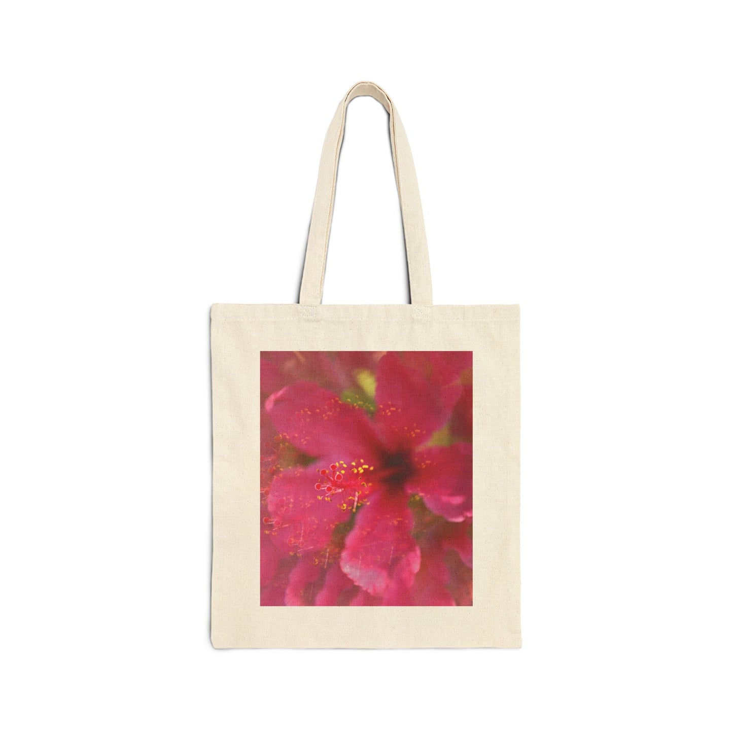 Pink Hibiscus Cotton Canvas Tote Bag