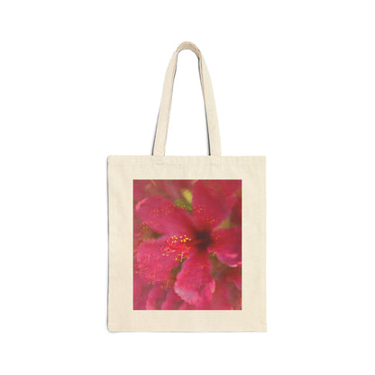 Pink Hibiscus Cotton Canvas Tote Bag