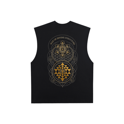 Map of Divine Structure Sacred Geometry Raw Edge Cotton Tank Top