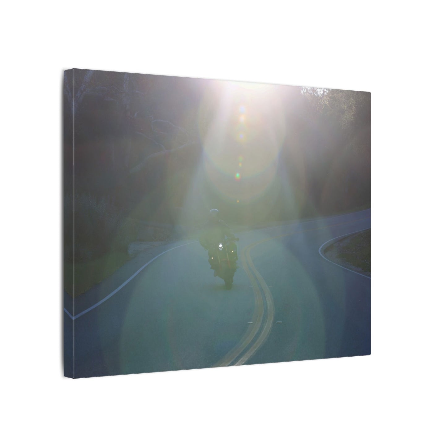 Sunlit Motorcycle Road Wall Art Canvas