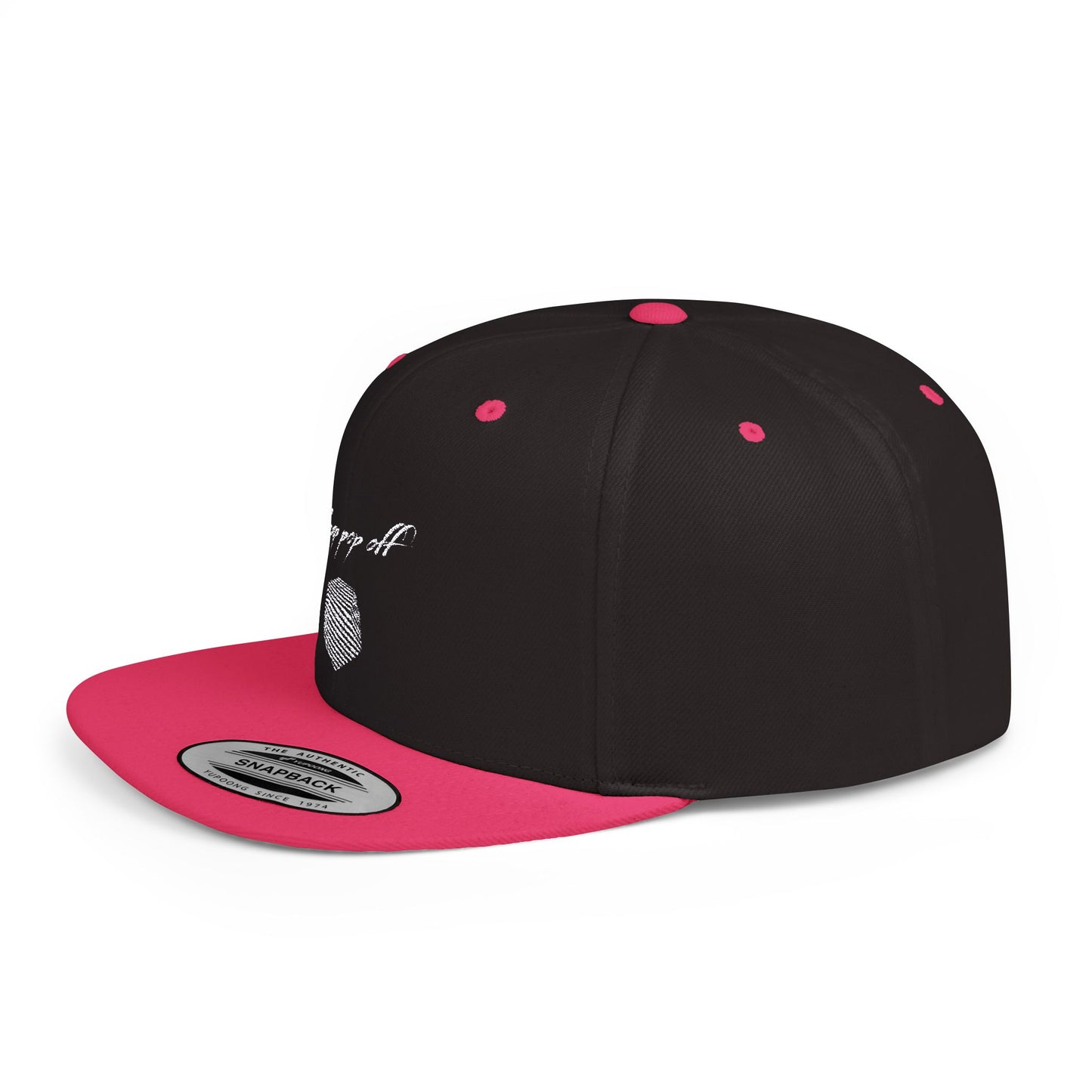 Pop Up Pop Off Embroidered Flat Bill Snapback