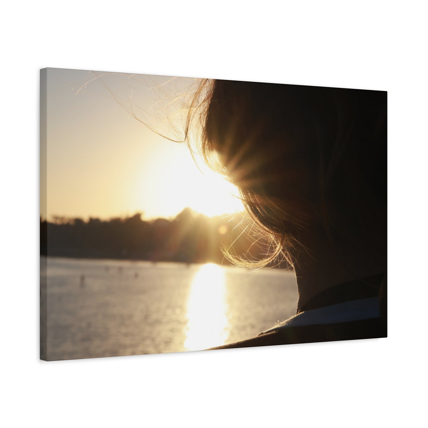 Women Silhouette Sunset Flare Wall Art Canvas