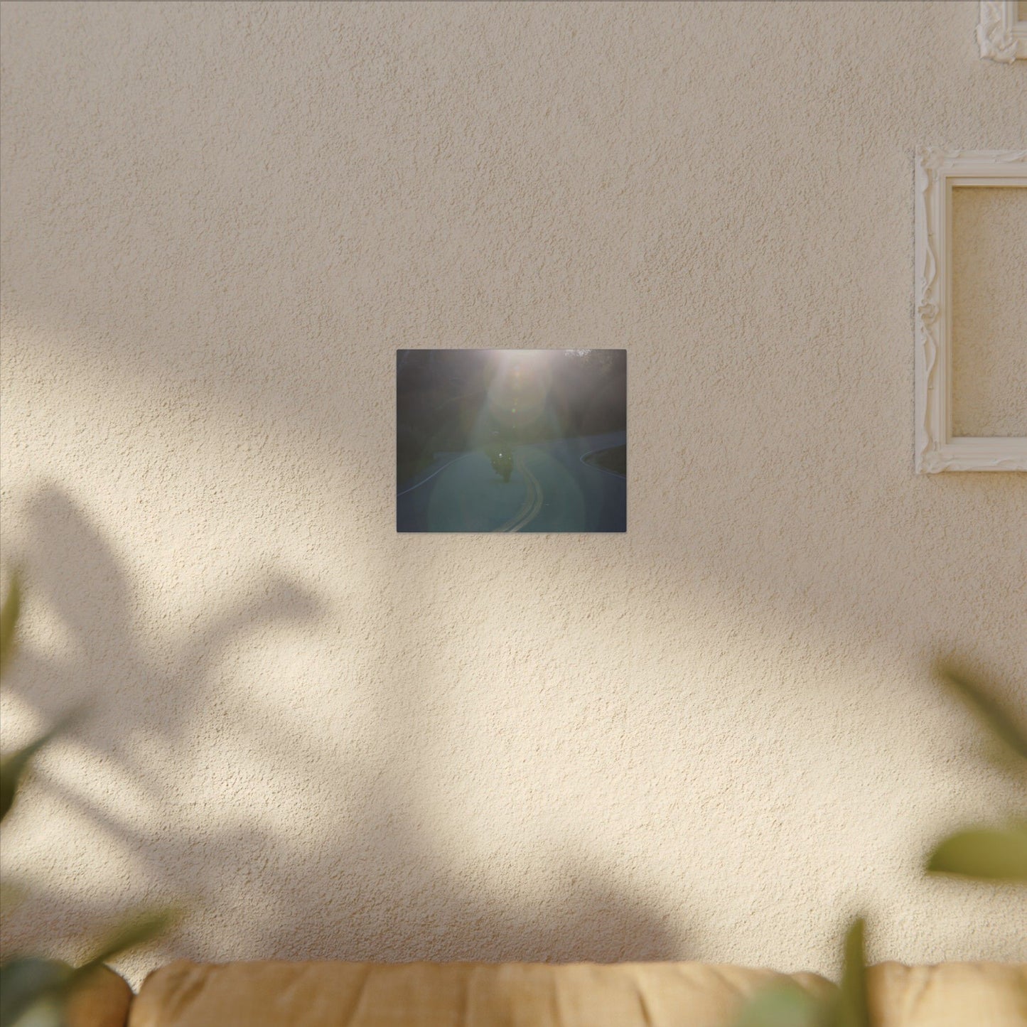 Sunlit Motorcycle Road Wall Art Canvas