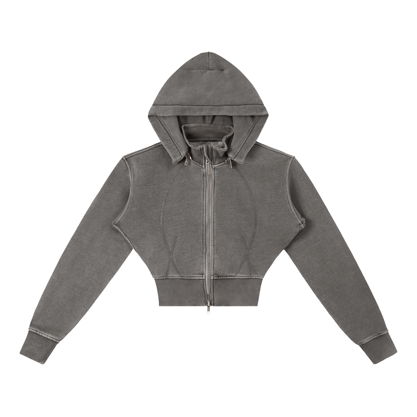 Flower of Life + Sri Yantra Sacred Geometry Vintage Washed Cropped Fleece Hoodie
