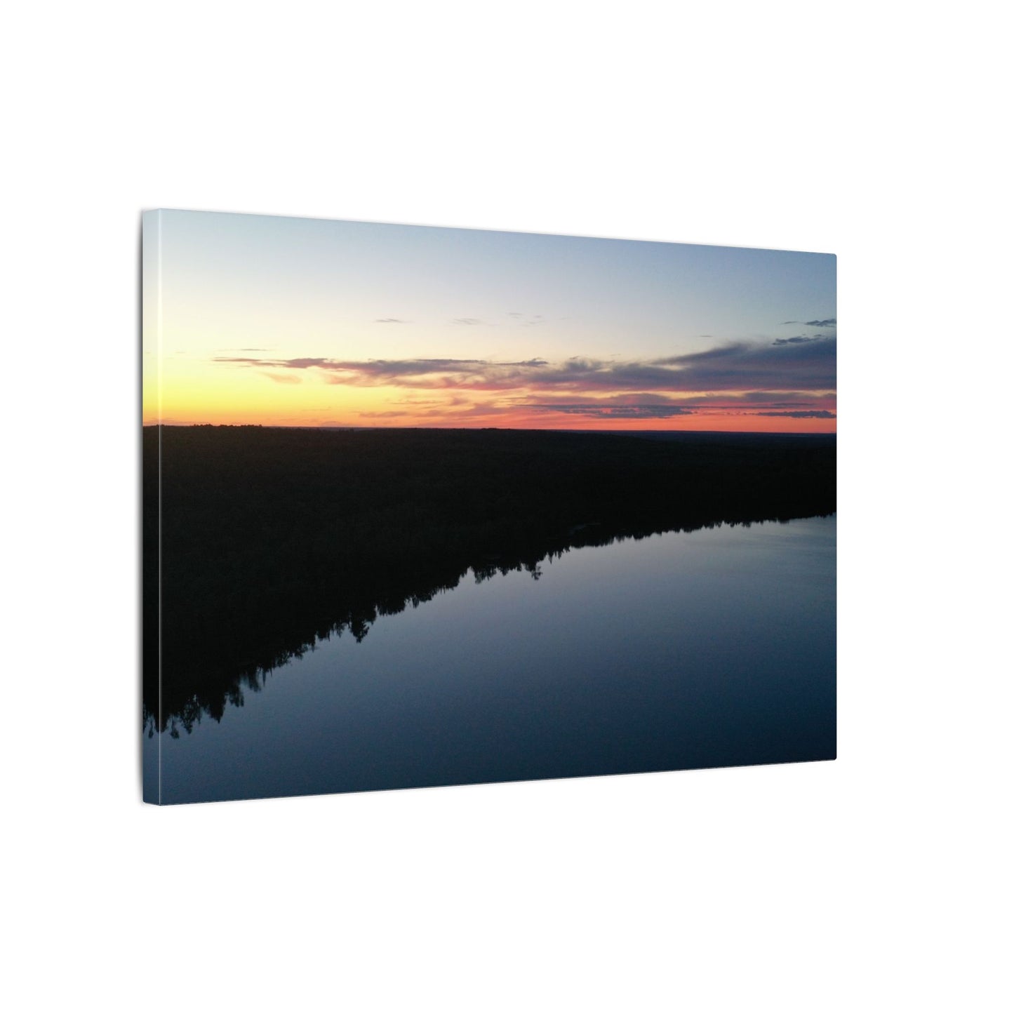 Willow Lake Sunset Ariel Wall Art Canvas