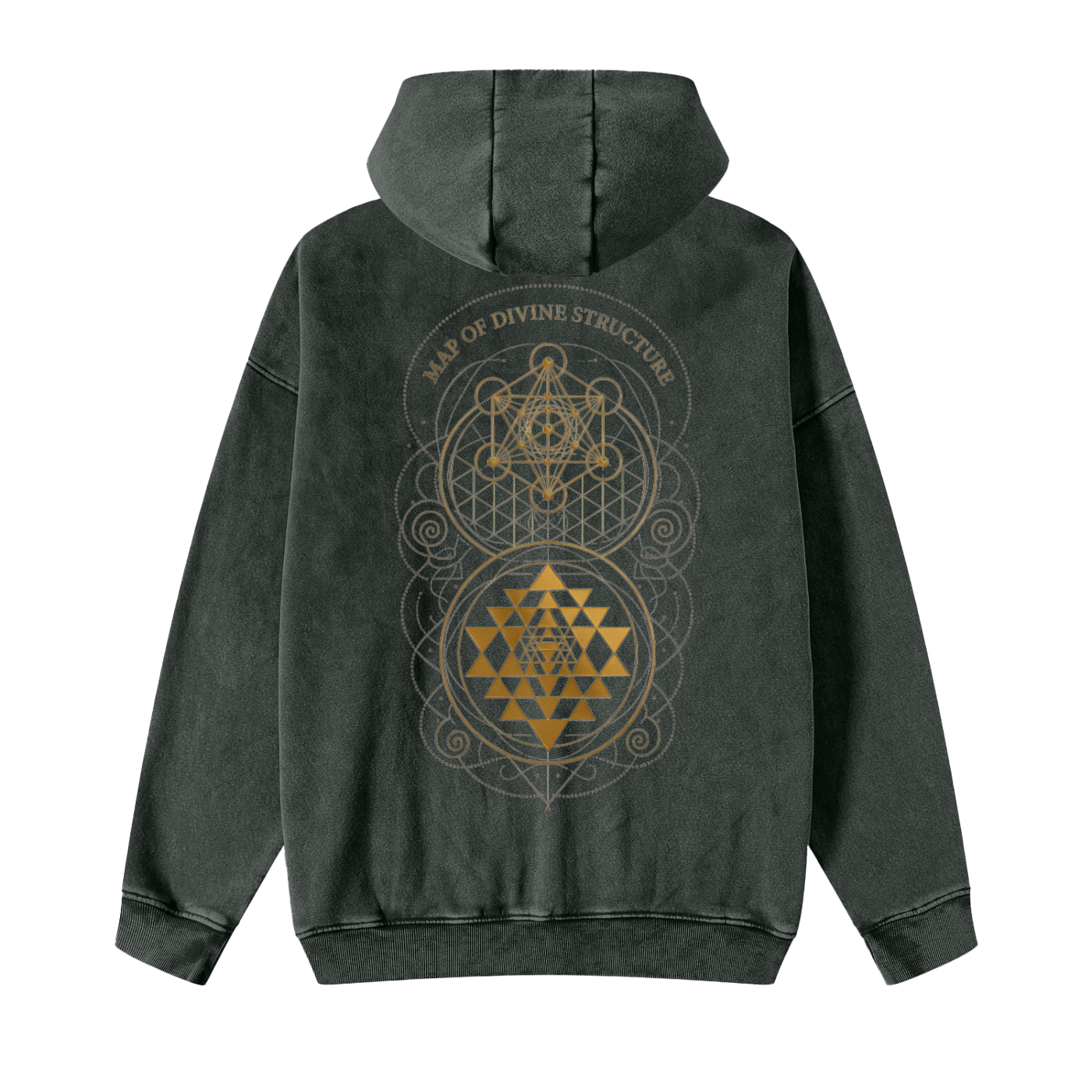 Map of Divine Structure Sacred Geometry Snow Washed Zip-Up Fleece Hoodie