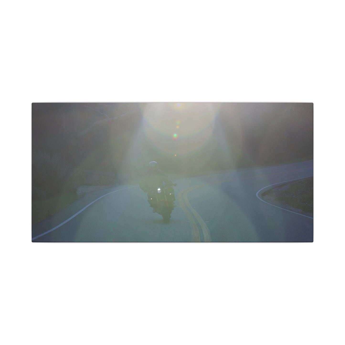 Sunlit Motorcycle Road Wall Art Canvas