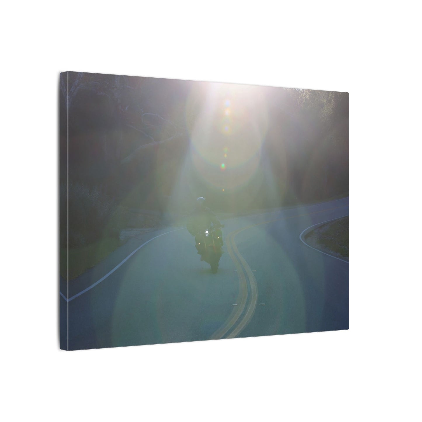 Sunlit Motorcycle Road Wall Art Canvas