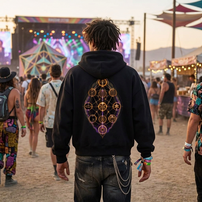 Eleven Sacred Geometry Glyphs Fleeced Full-Zip Hoodie
