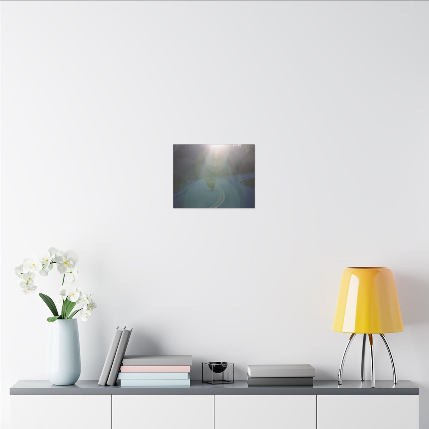 Sunlit Motorcycle Road Wall Art Canvas