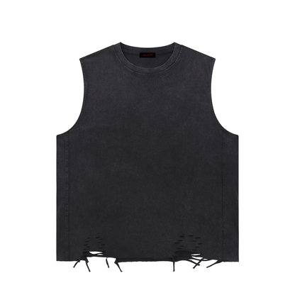 Stacked Sacred Geometry Snow Washed Raw-Hem Tank Top