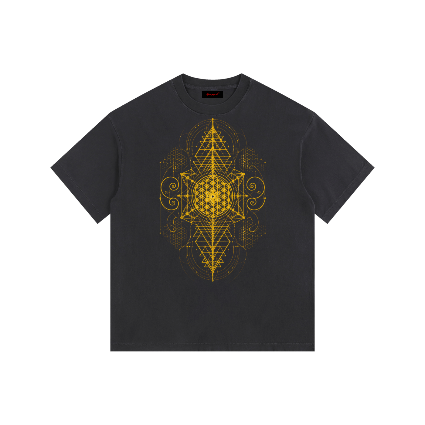 Center of Life Sacred Geometry Vintage Washed Oversized Cotton T-Shirt