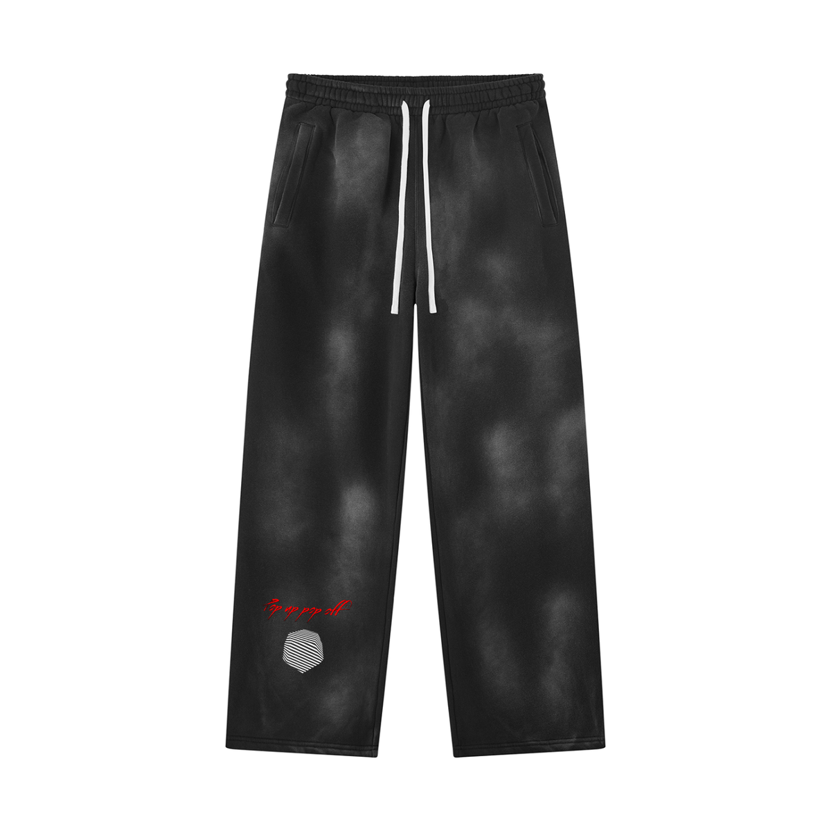 Pop Up Pop Off Sun Faded Wide Leg Baggy Fleece Sweatpants