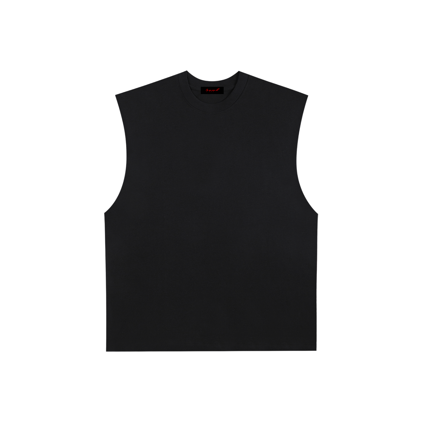 Sacred Geometry Black Raw Edge Cotton Tank Top