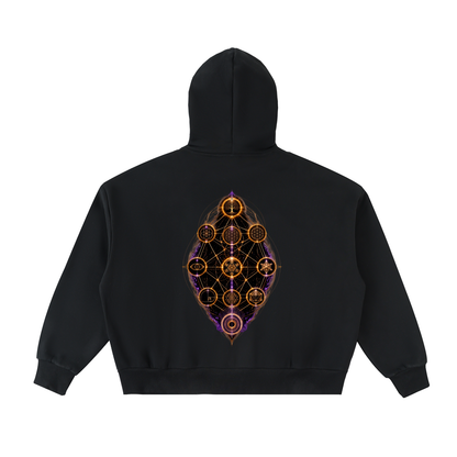 Eleven Sacred Geometry Glyphs Fleeced Full-Zip Hoodie