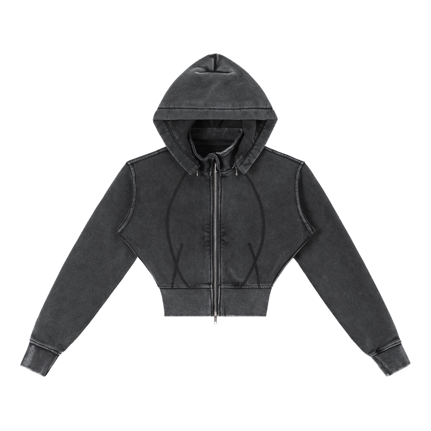 Flower of Life + Sri Yantra Sacred Geometry Vintage Washed Cropped Fleece Hoodie