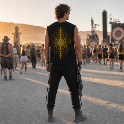 Center of Life Sacred Geometry Raw Edge Cotton Tank Top