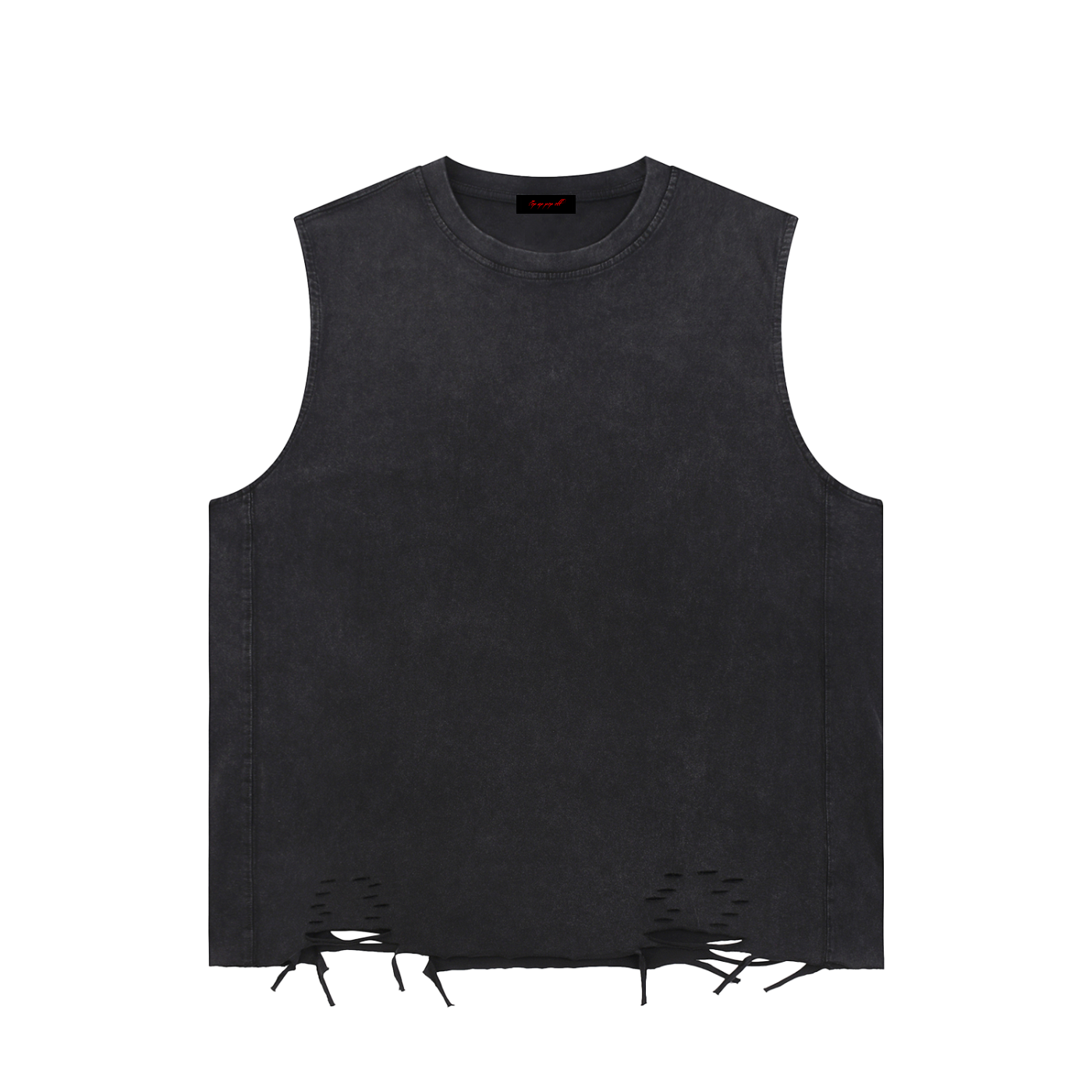 Stacked Sacred Geometry Snow Washed Raw-Hem Tank Top