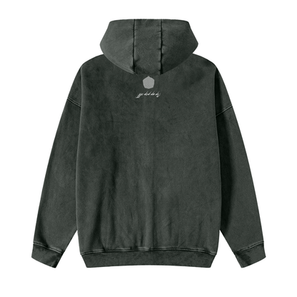 Pop Up Pop Off Hazy Snow Washed Zip-Up Fleece Hoodie