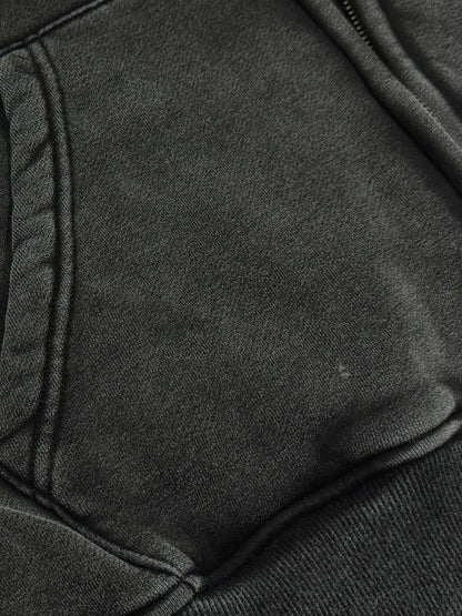 Sacred Stacked Purple Eye Snow Washed Zip-Up Fleece Hoodie