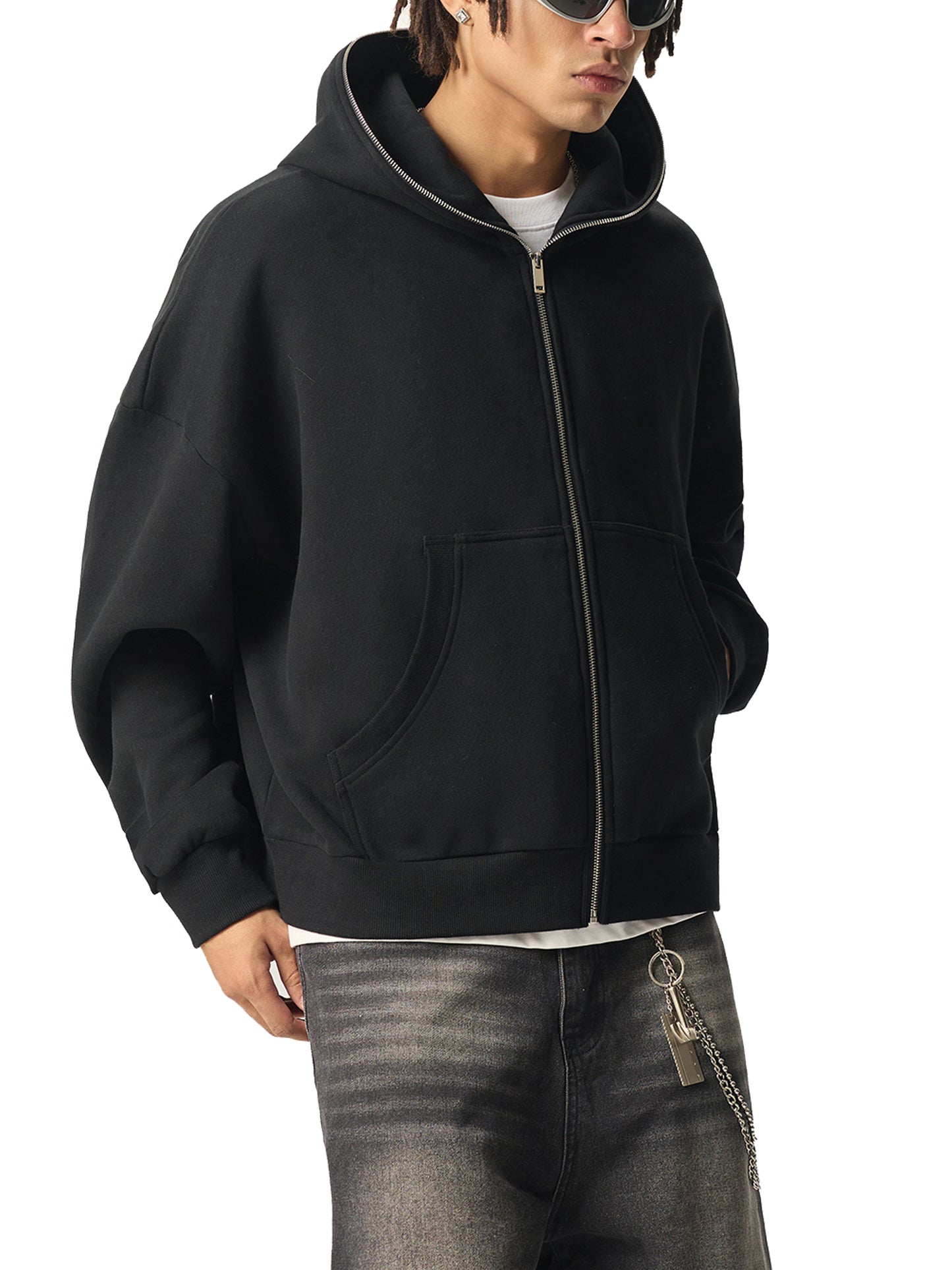 Eleven Sacred Geometry Glyphs Fleeced Full-Zip Hoodie