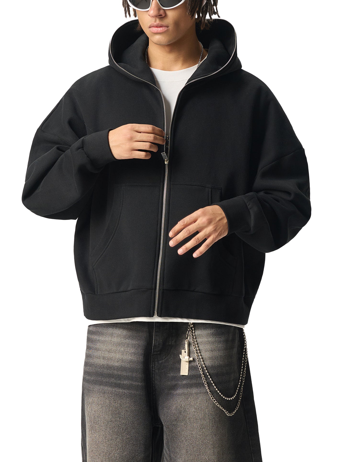 Eleven Sacred Geometry Glyphs Fleeced Full-Zip Hoodie